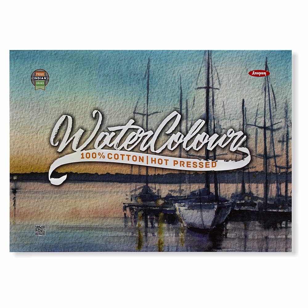 Anupam 100% Cotton Hot Pressed Watercolour Paper Pad - A3 - Natural White - 250 GSM - 15 Sheet (B096KQRR7Y) Amazon Price History, Amazon Price Tracker