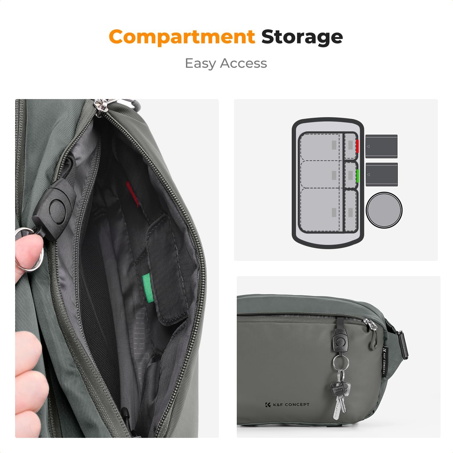 K&F Concept 2 in 1 Sling Bag Everyday Shoulder Bag & Multifunction Photography Crossbody Camera DSLR Backpack Portable Bag