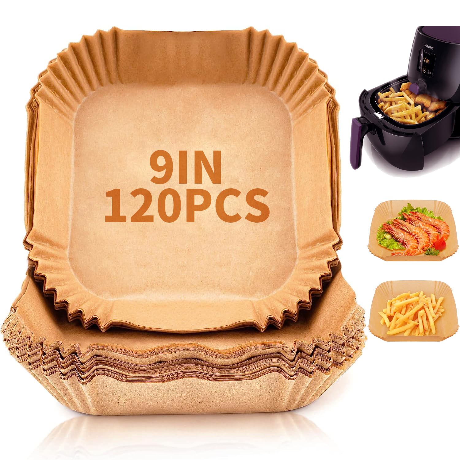 Air Fryer Paper Liners,120Pcs Parchment Paper Sheets,Air Fryer Disposable Food Basket Paper Liner for Microwave, Non-Stick Air Fryer Baking Liners Free of Bleach (Square 9Inch) (B0C9J4YGTP) Amazon Price History, Amazon Price Tracker