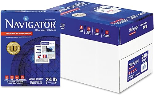 Navigator NMP1124 Papel multiusos premium, brillo 99, 24 libras, 8-1/2 x 11, blanco, 5000/caja
