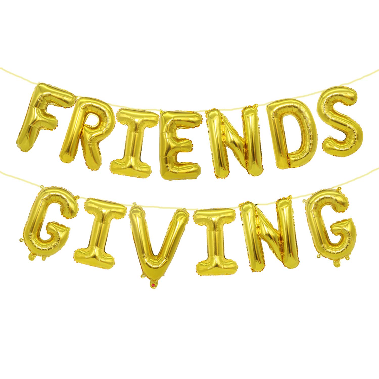 MAIAGO Friendsgiving Balloon Banners, 16 Inches Gold Foil Letter Balloons Decoration Backdrop for Thanksgiving Party- Gold