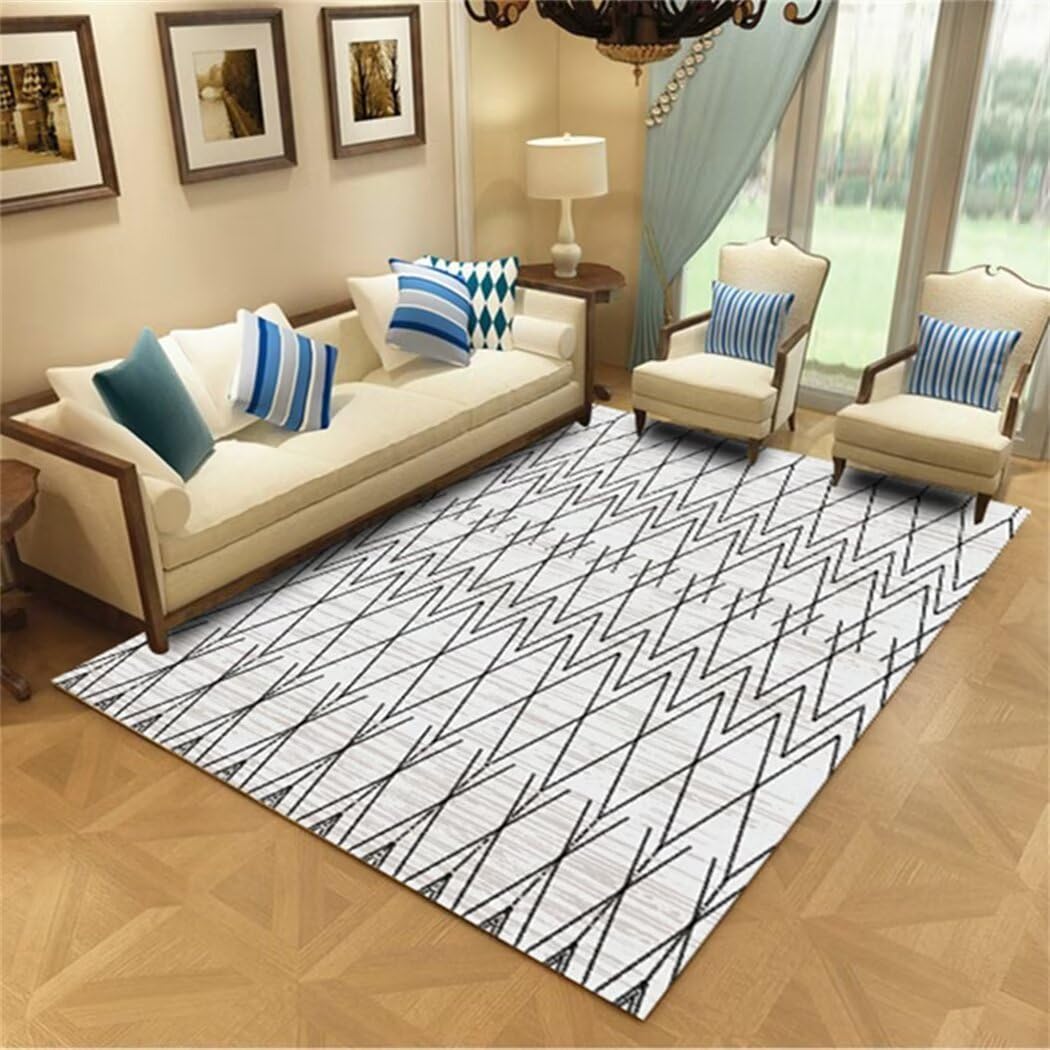 Tapis de salon lavable en machine gris 200x300 cm à lignes modernes