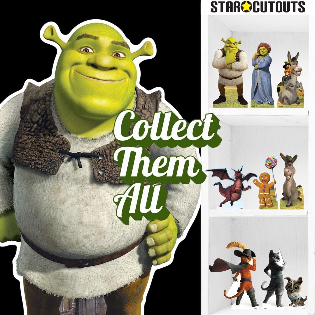 Star Cutouts SC4734 Shrek, Fiona, Puss in Boots & Donkey Shelf Top Pack – 29cm Cardboard Cutouts | Official DreamWorks Party & Room Display Set