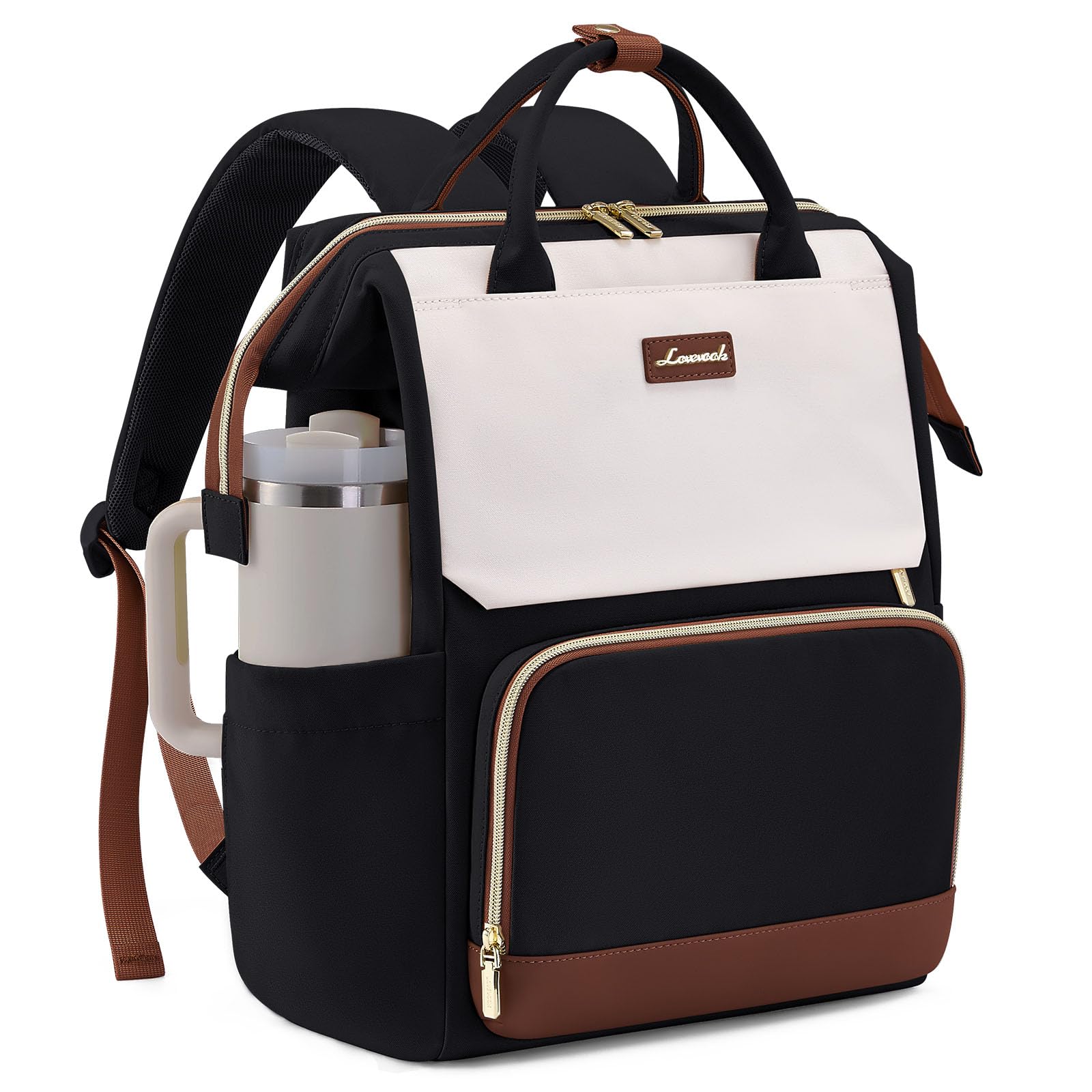 LOVEVOOK Backpack Womens, 15.6 inch Laptop Rucksack Bag for Ladies With Carrier Pocket for Large Cup, Hand Luggage Travel Backpack Waterproof College School Bag Casual Daypacks for Work Business Uni — view 10