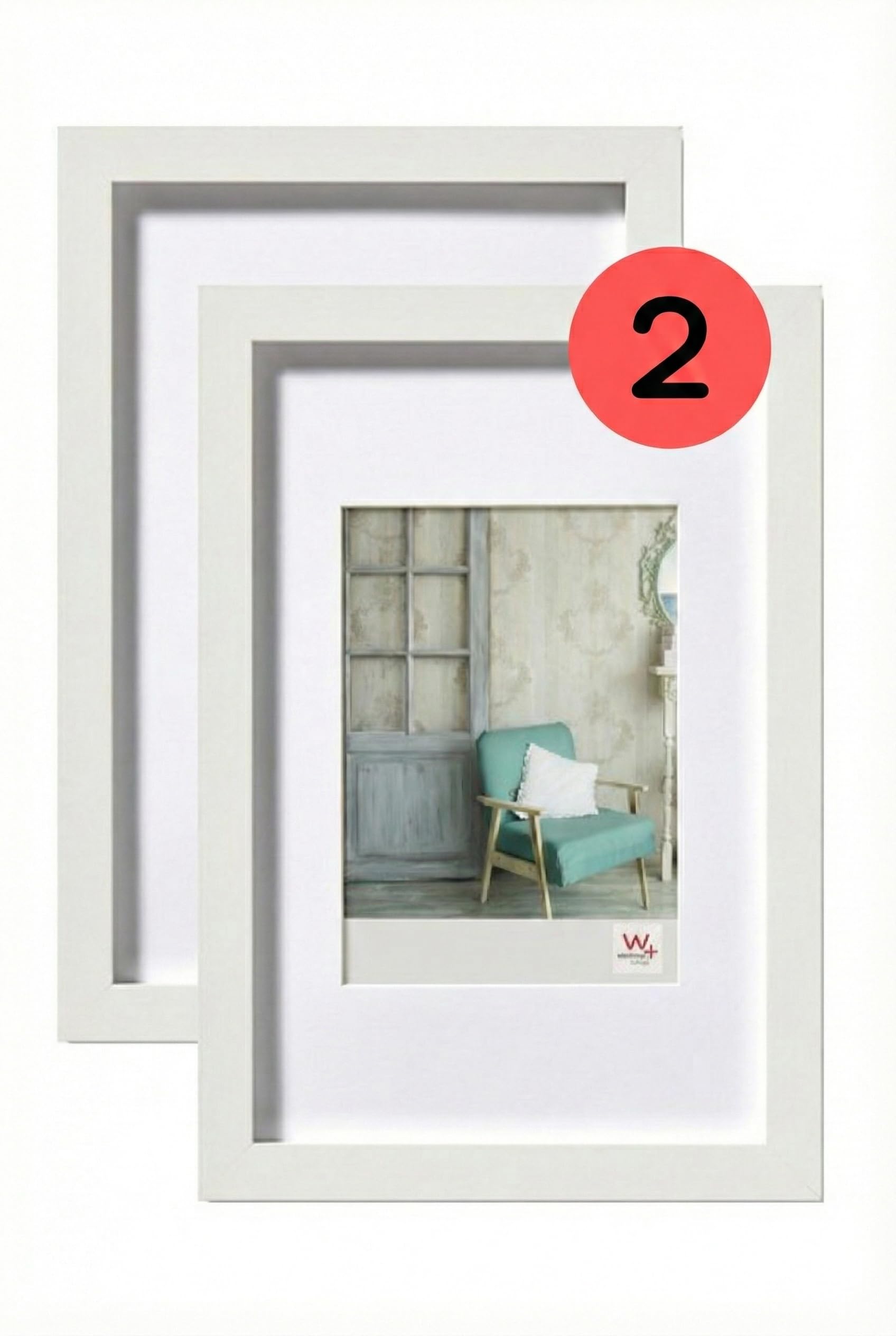 walther design Bilderrahmen weiss, 20x30 cm 2er Pack Stockholm Holzrahmen EA030WD