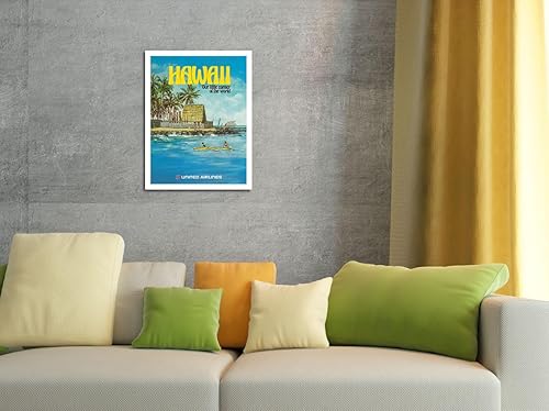 Miniatura 4 de Pacifica Island Art Hawai - United Airlines - Cartel vintage de viaje de la aerolínea de Michael Hagel c.1970s - Cartel de metal vintage de 8 x 12