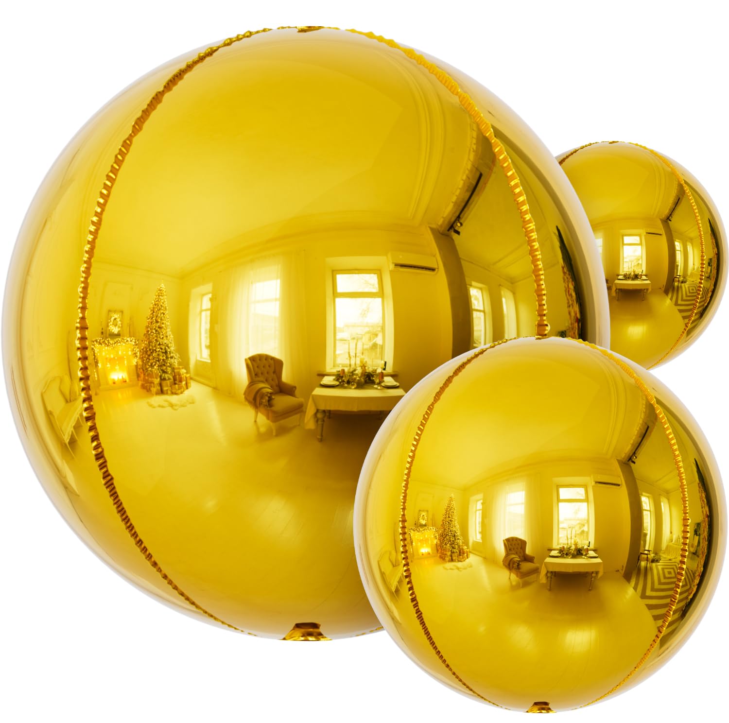 Adeyoo Gold Foil Balloons, 22" 18" 10" 4D Round Mylar Gold Balloon, 14 Pcs