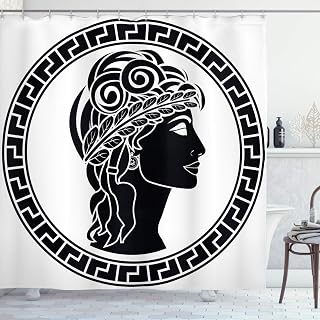Ambesonne Toga Party Shower Curtain, Classic Antique Period Roman Folk Woman Artistic Muse Hellenic Image, Fabric Bathroom Decor Set with Hooks, 69" W x 75" L, Black White