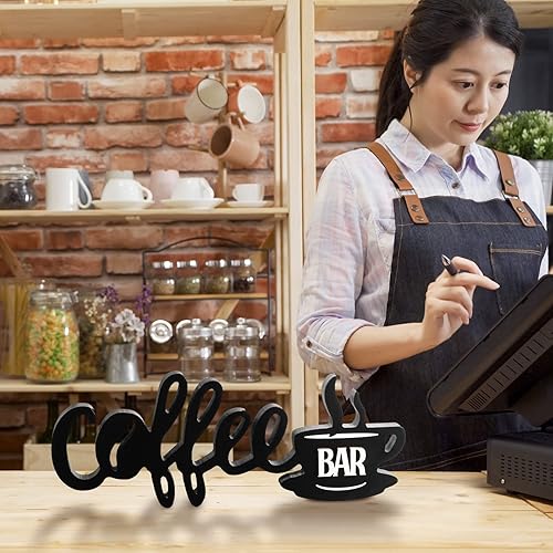 Miniatura 6 de Yulejo Letrero de madera para barra de café, decoración rústica de granja para el hogar, oficina, cocina