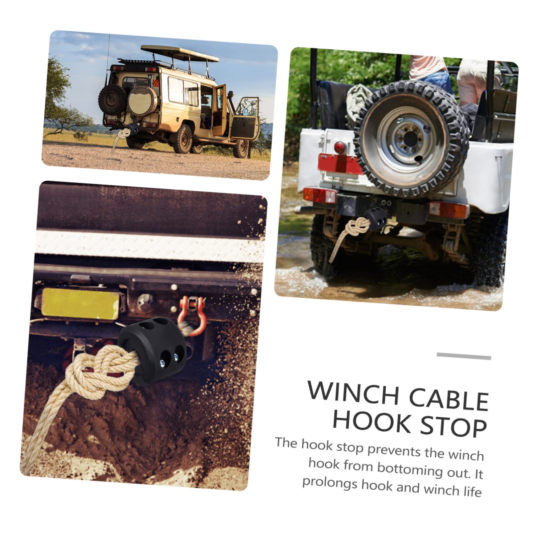 Butée de Crochet Protection Solide Prolongeant la Vie du Crochet Treuil en Caoutchouc Noir pour Câble de Treuil ATV Utv Compatible Cordes Synthétiques