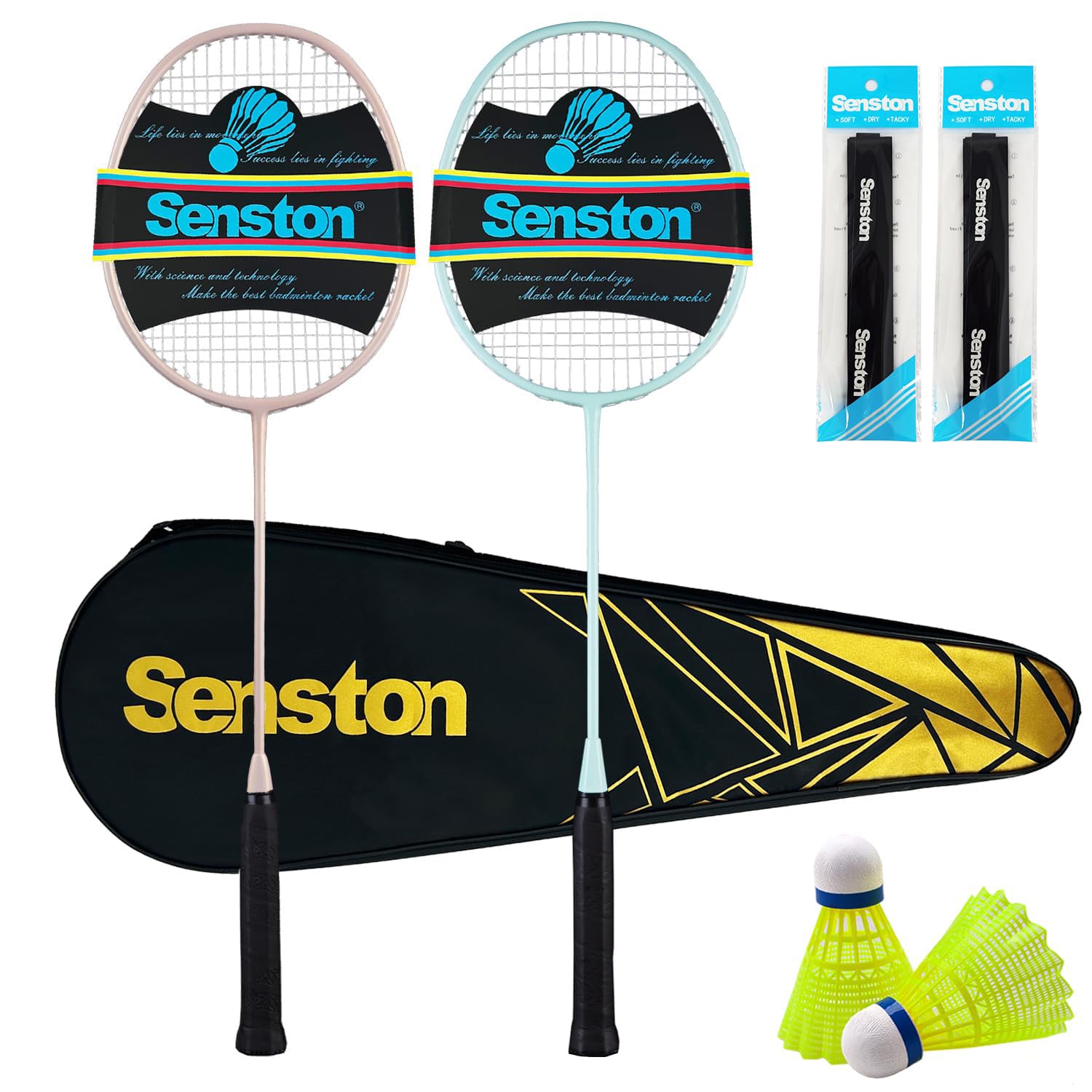 Senston Badminton Racket, Lightweight Badminton Rackets Set with 6 Nylon Shuttlecocks for Outdoor, Backyards, Gym, Pack of 4