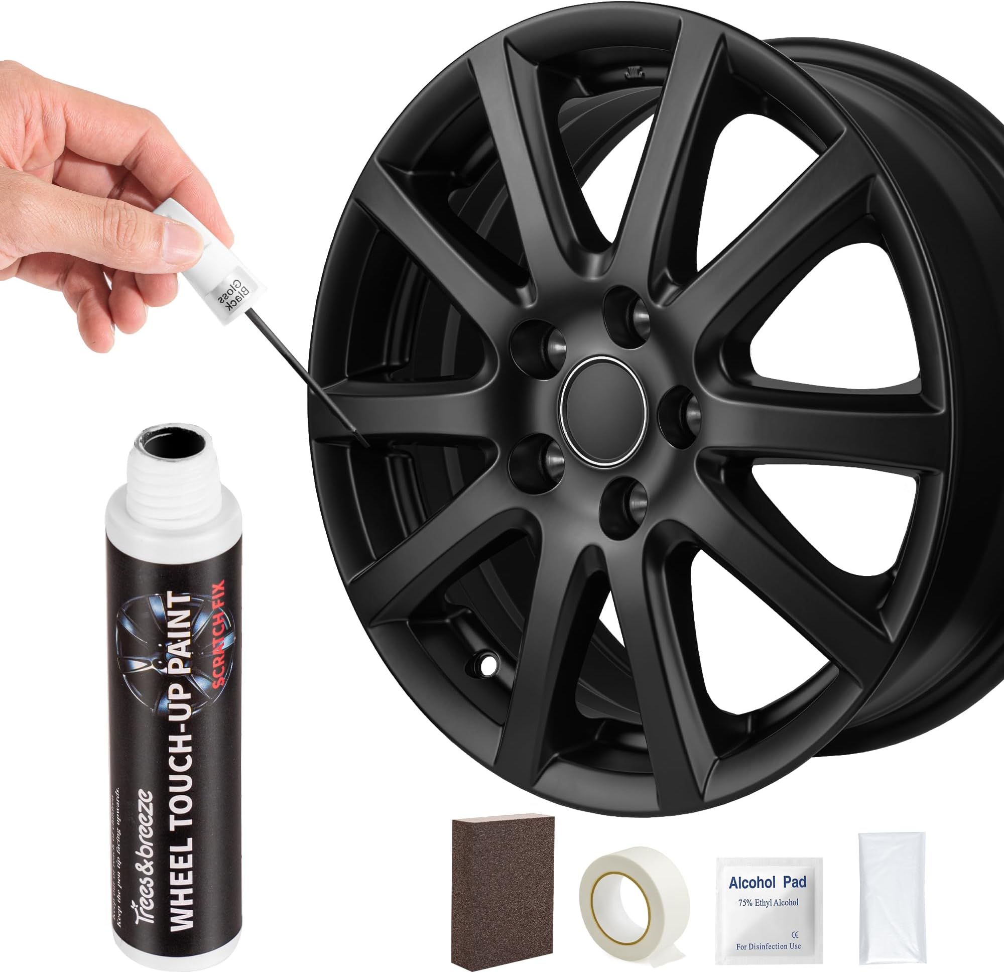 Black Rim Touch Up Paint, Car Wheel Repair Kit, Wheel Touch