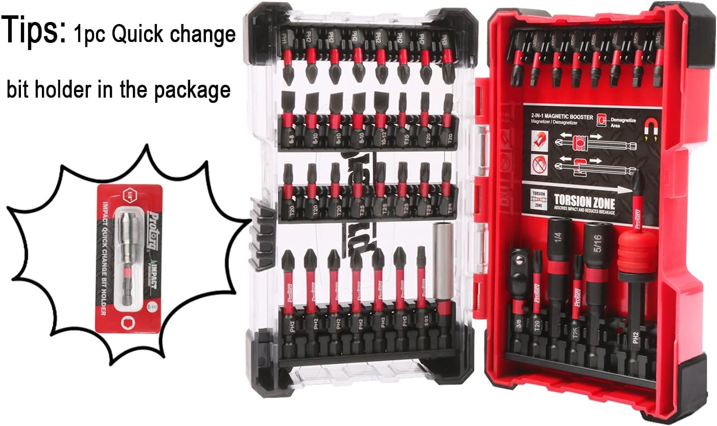Protorq Impact Drive Bit with Quick change bit holder, Christmas Gift, holiday gift, 48 pieces