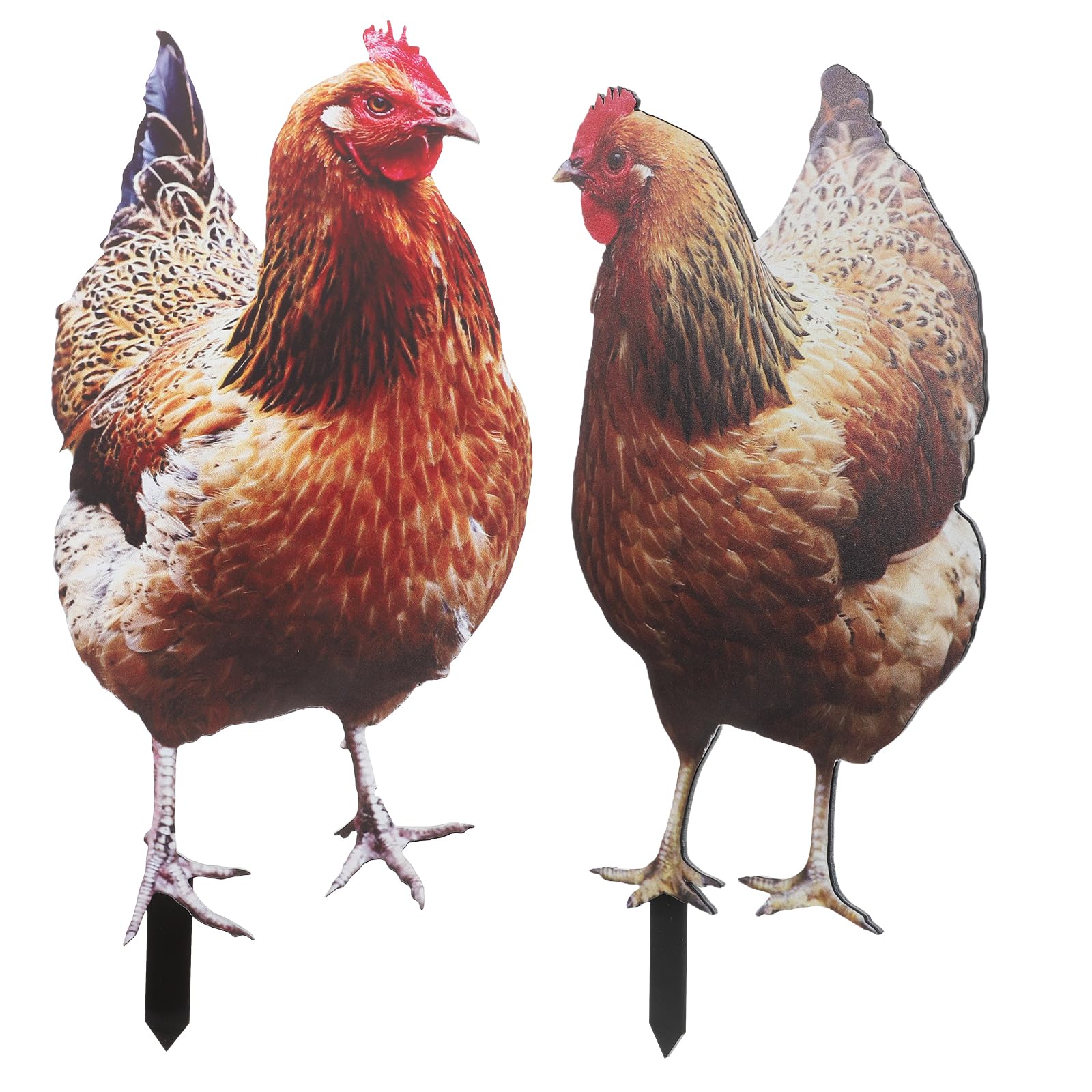 Happyyami 2Pcs Acrylic Chicken Yard Art - Decorative Hen Lawn Stakes for Garden Decoration, Outdoor Decor for Patio and Yard
