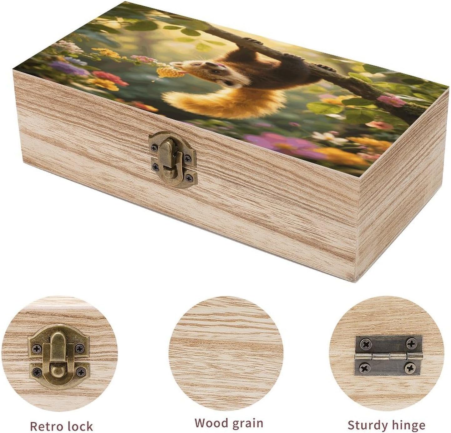 Kinkajou Wooden Storage Box Vintage Jewelry Box image 3