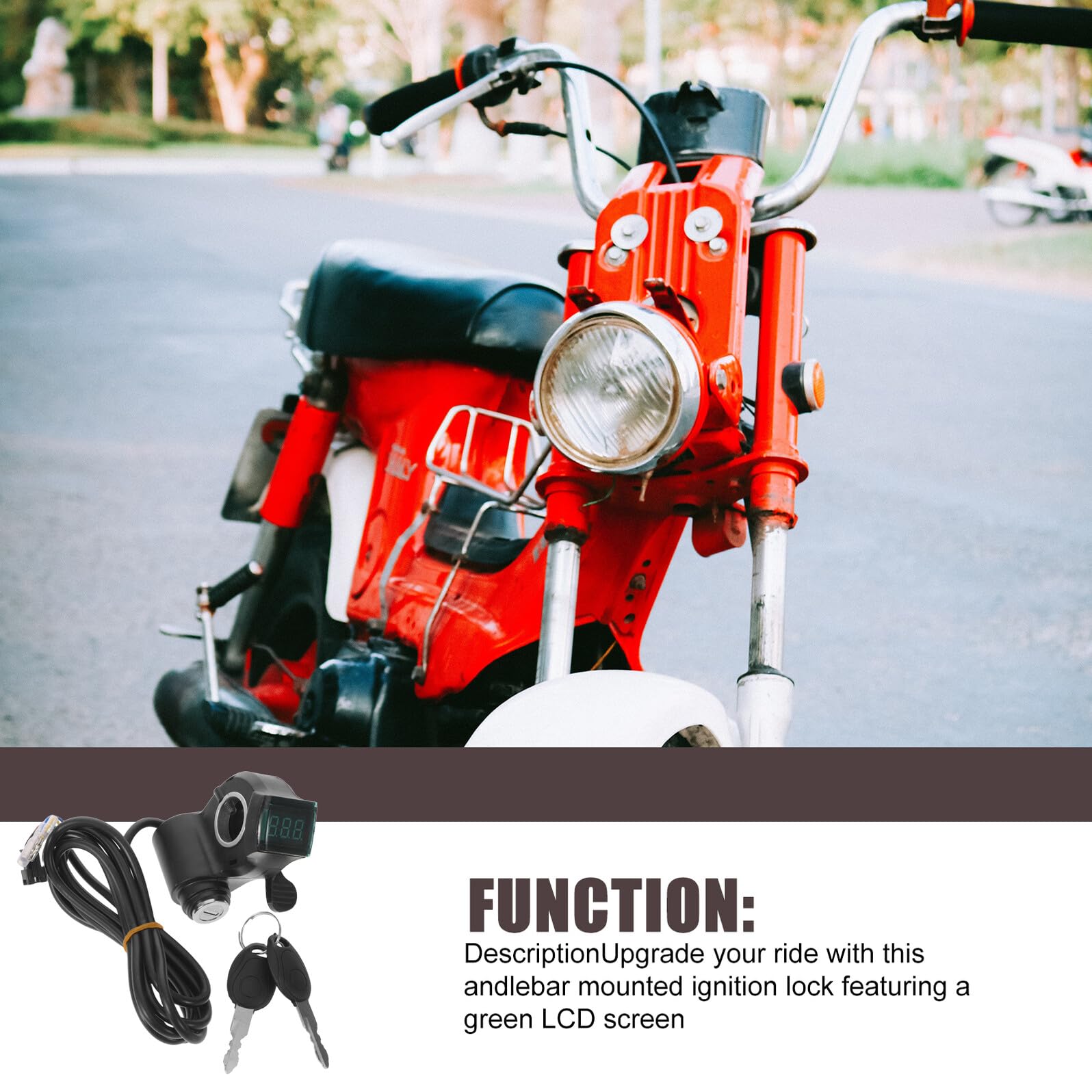 Blocco Accensione per Bici Elettrica e Scooter con Display Digitale Tensione, Interruttore Chiave e Acceleratore a Pollice, Compatibile Manubrio 22 Mm per Uso Urbano e Viaggi