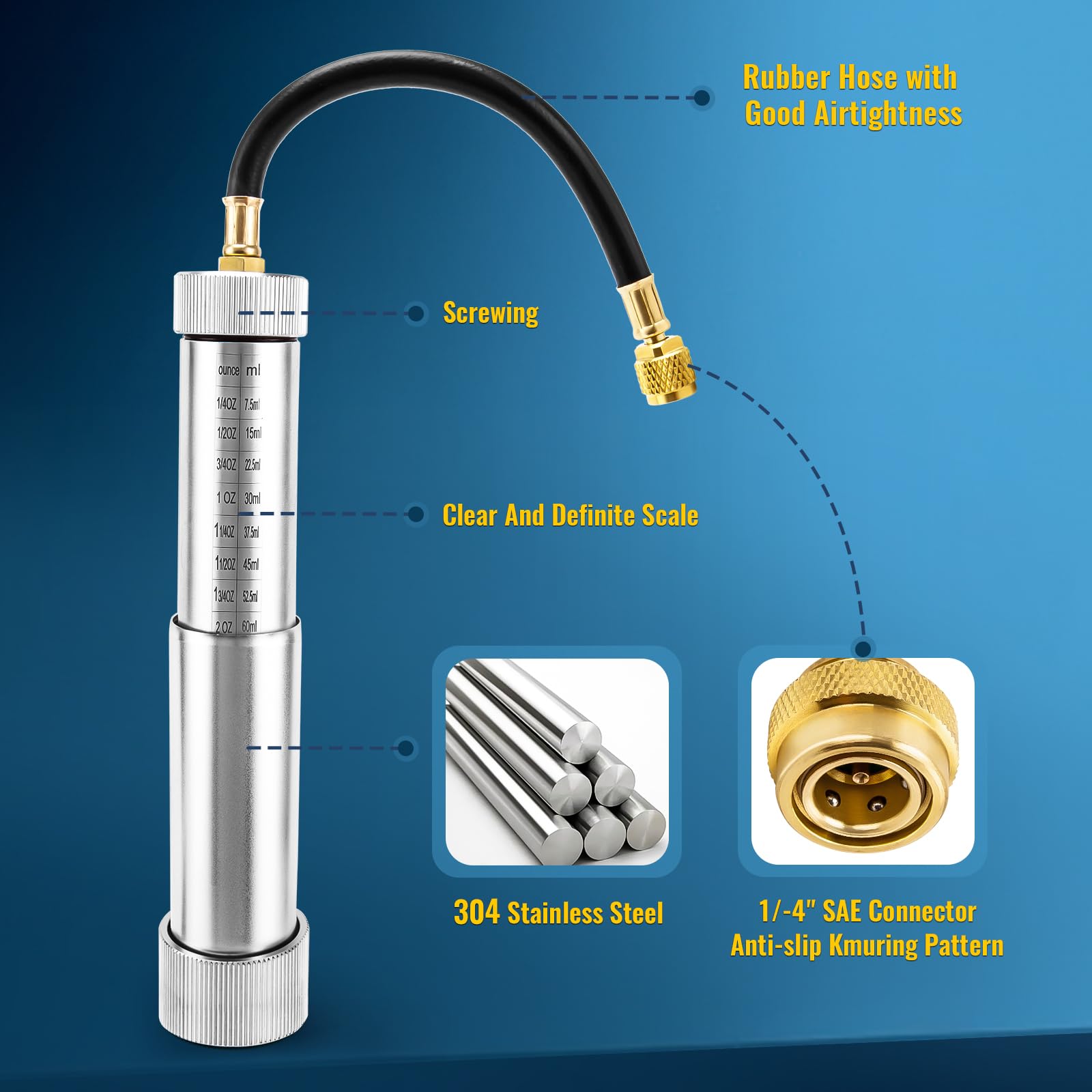 Snapklik.com : R134A R1234YF AC Oil Injector Tool AC Dye Injector Kit