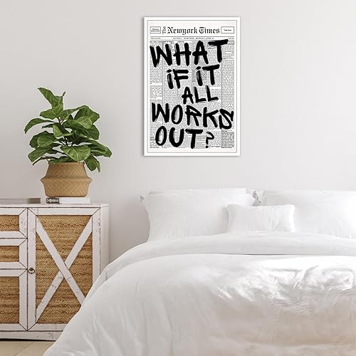 Miniatura 2 de DVBOCS Póster de periódico retro en blanco y negro con texto en inglés What If It All Workout, lienzo para pared, cita positiva, impresiones