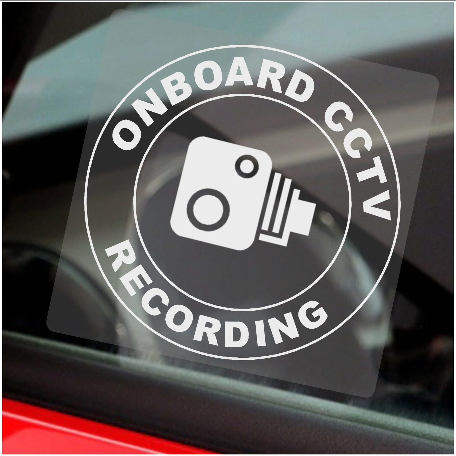 Platinum Place White Print Onto Clear Backing 1 X Sticker Onboard Cctv Recording Window Camera Security Signs Round Warning Dash Cam Car Taxi Go Pro Reverse Internal White On Clear 100Mm Vc1