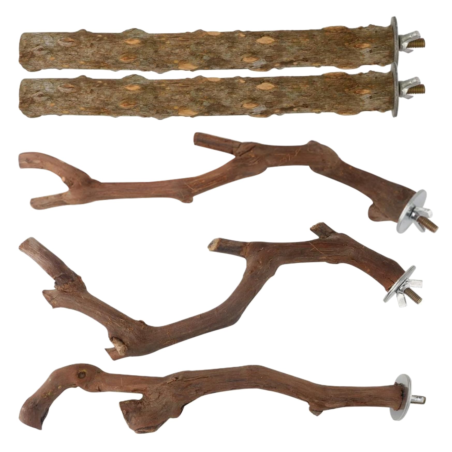 Pastoralist 5Pcs/Set Bird Perches For Cage, Bird Perch Stand Natural Wooden Parrot Stand Branch, Paw Grinding Fork Parakeet Chewing Stick Exercise Training Branches For Cockatiels, Small Birds