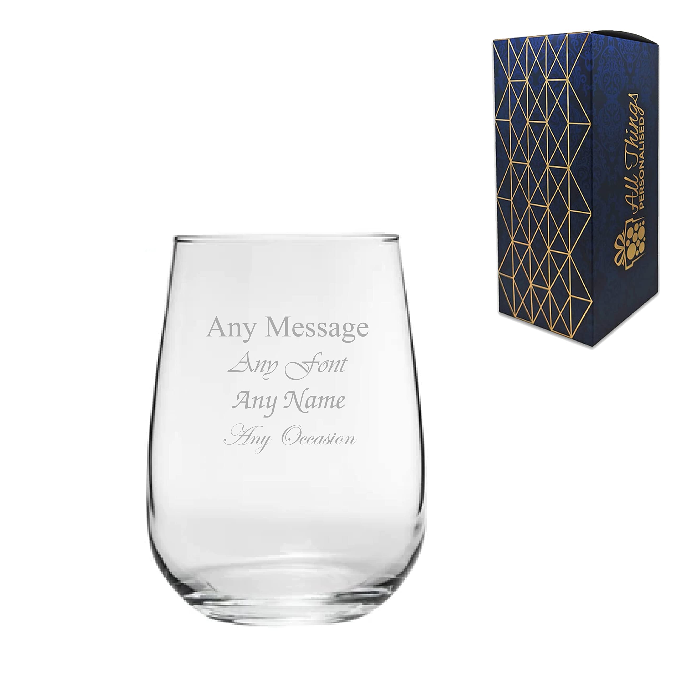 Personalised Engraved 590ml Corto Stemless Gin and Tonic Glass with Gift Box