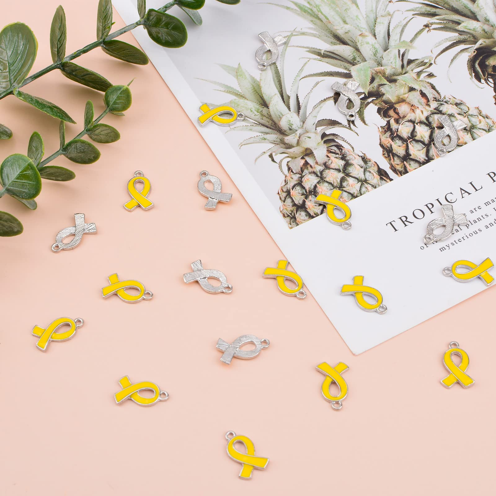 WANDIC 50 Pcs Yellow Ribbon Pendants - Image 3