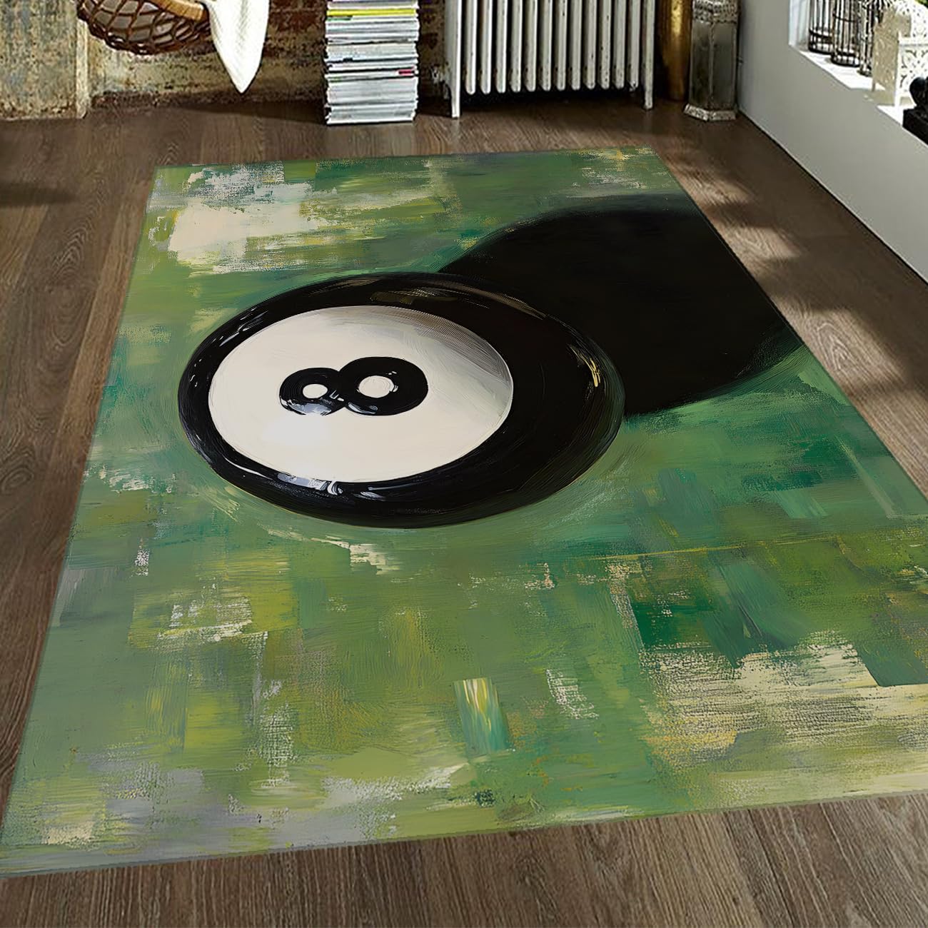 Tapis 8 ball antidérapant grand format 160x200cm avec effet visuel 3D saisissant