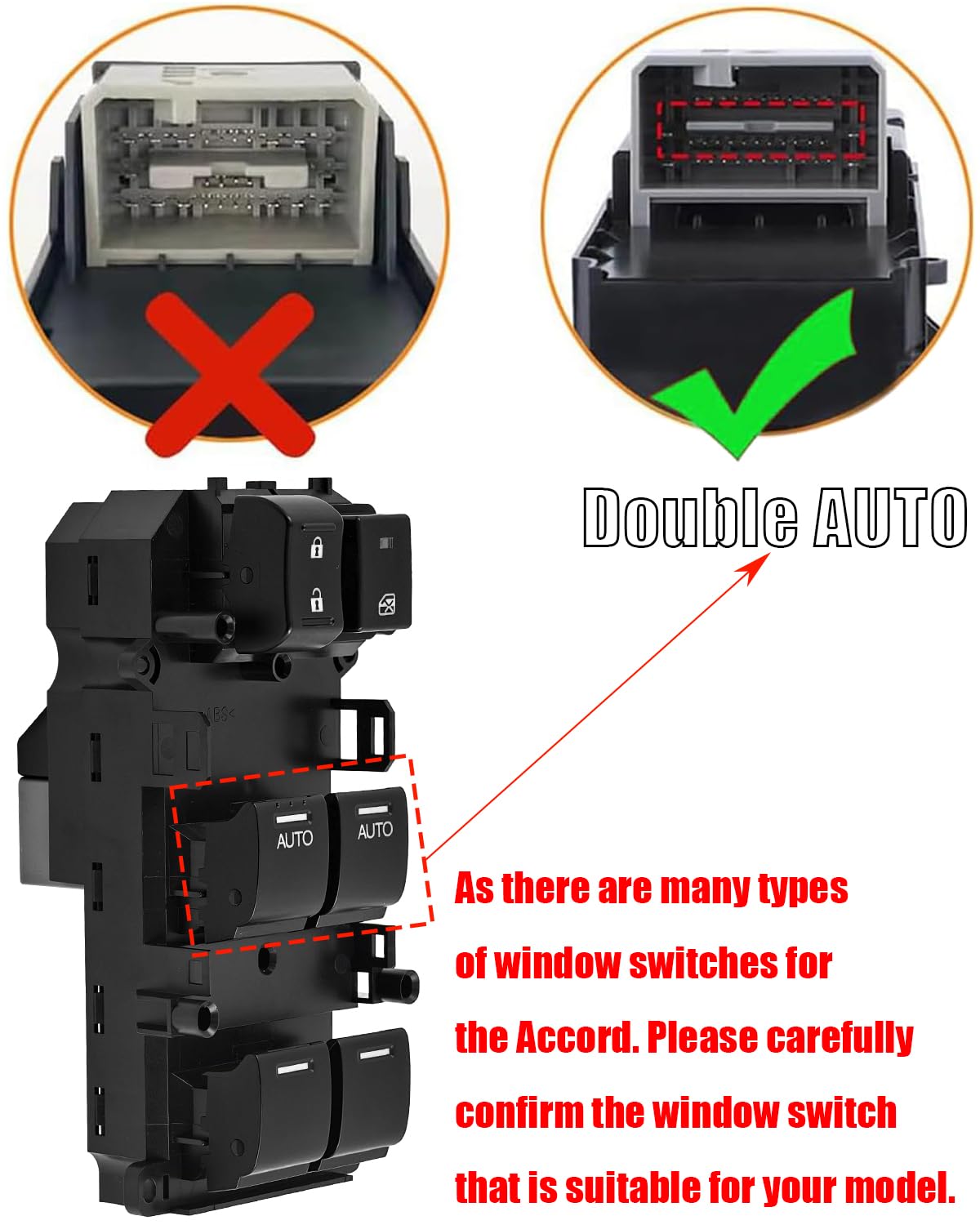 Interruttore Alzacristallo Anteriore Sinistro Per Honda Accord Sedan EX-L 2013-2017 - Sostituisce 35750T2AA11, Plug And Play