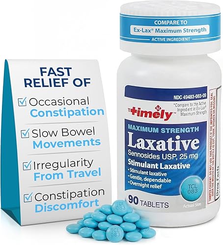 TIME-Cap Labs 90 comprimidos laxantes Senna de máxima fuerza de 25 mg – Alivio ocasional del estreñimiento para adultos, ayuda a apoyar la