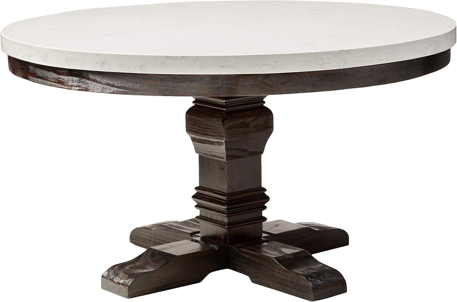 Acme Nolan Dining Table in White Marble and Salvage Dark