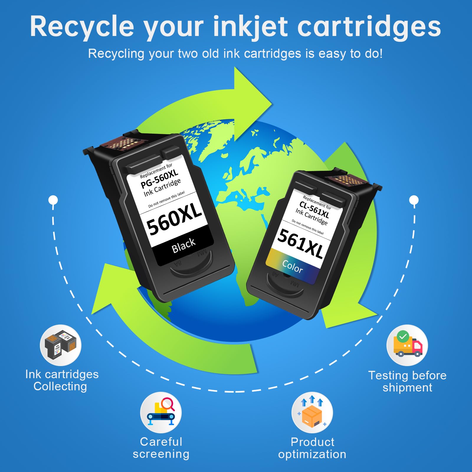 ColoWorld PG-560XL + CL-561XL Multipack, Cartucho de Tinta de Alto Rendimiento Canon 560 561, para Canon Pixma TS5350 TS5351 TS5352 TS7450 TS7451 TS5350a — view 5