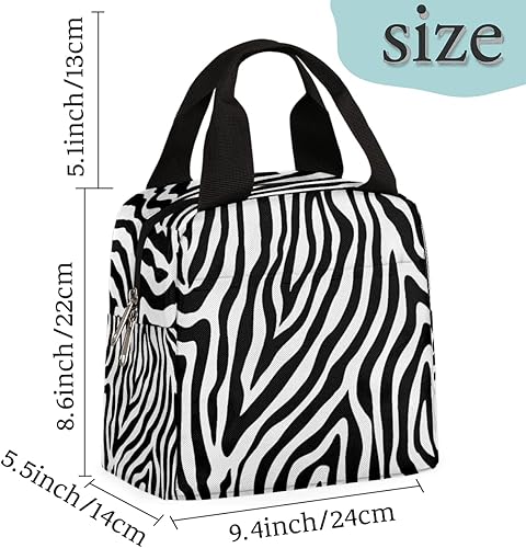 Miniatura 3 de Bolsas de almuerzo para mujeres y hombres, con estampado de cebra, aislada, estampado de cebra, reutilizable, bolsa de almuerzo para niñas, niños,