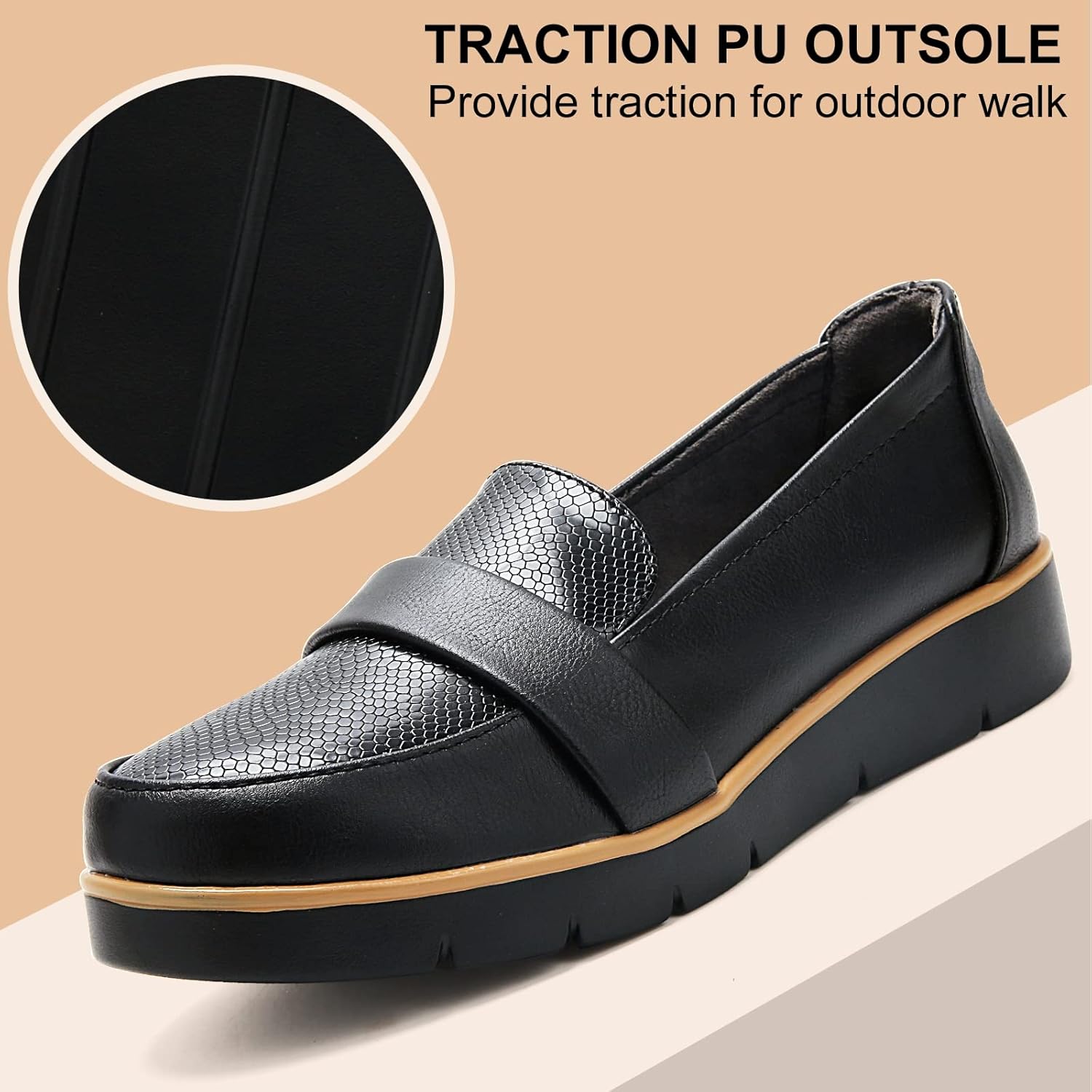 UZB Slip On Loafers for Womens Leather Comfort Memory Foam Dress Shoes - Image 5