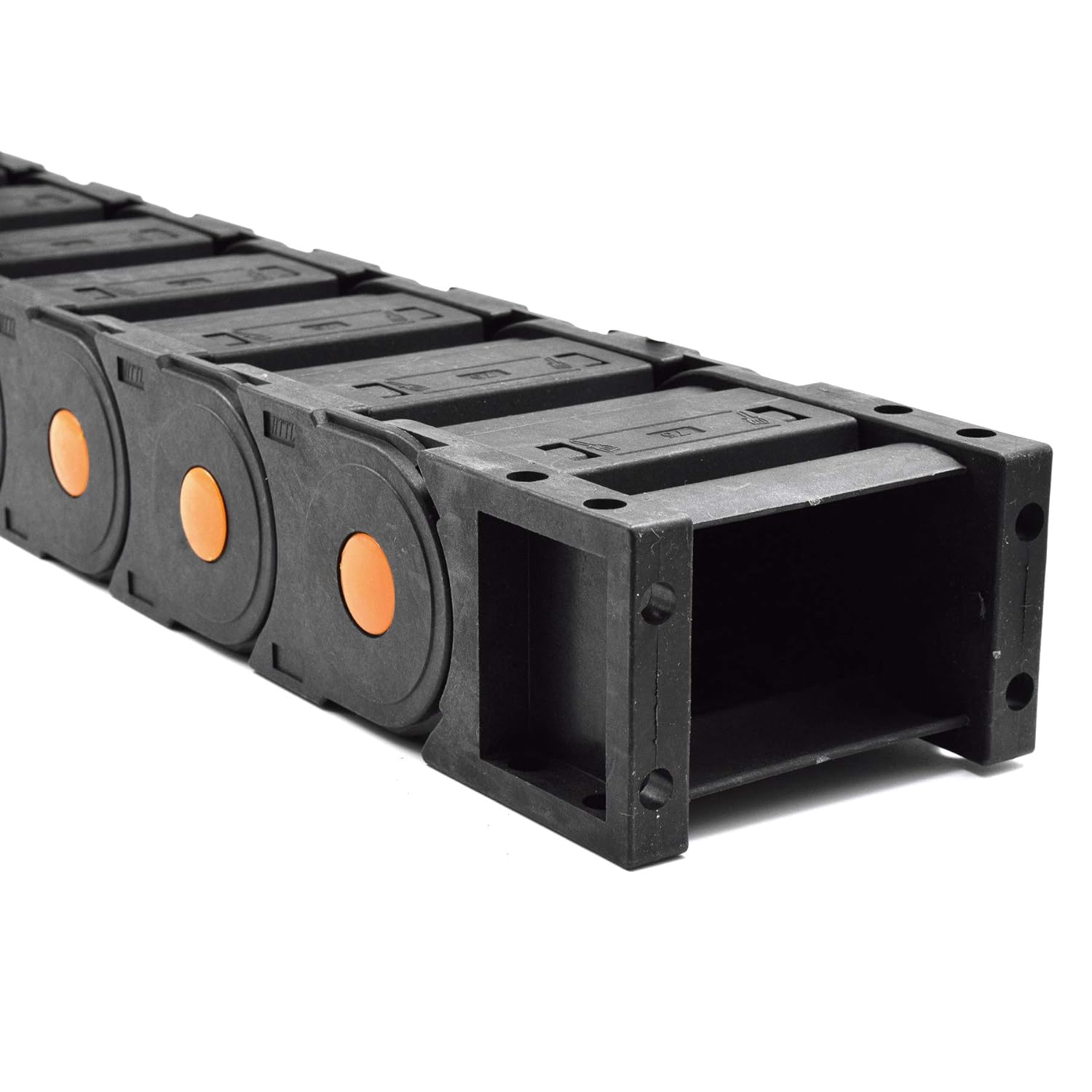 Plastic Drag Chain Cable Carrier Closed Type with End Connectors R125 45 x 75mm L1000mm for Electrical CNC Router Machines