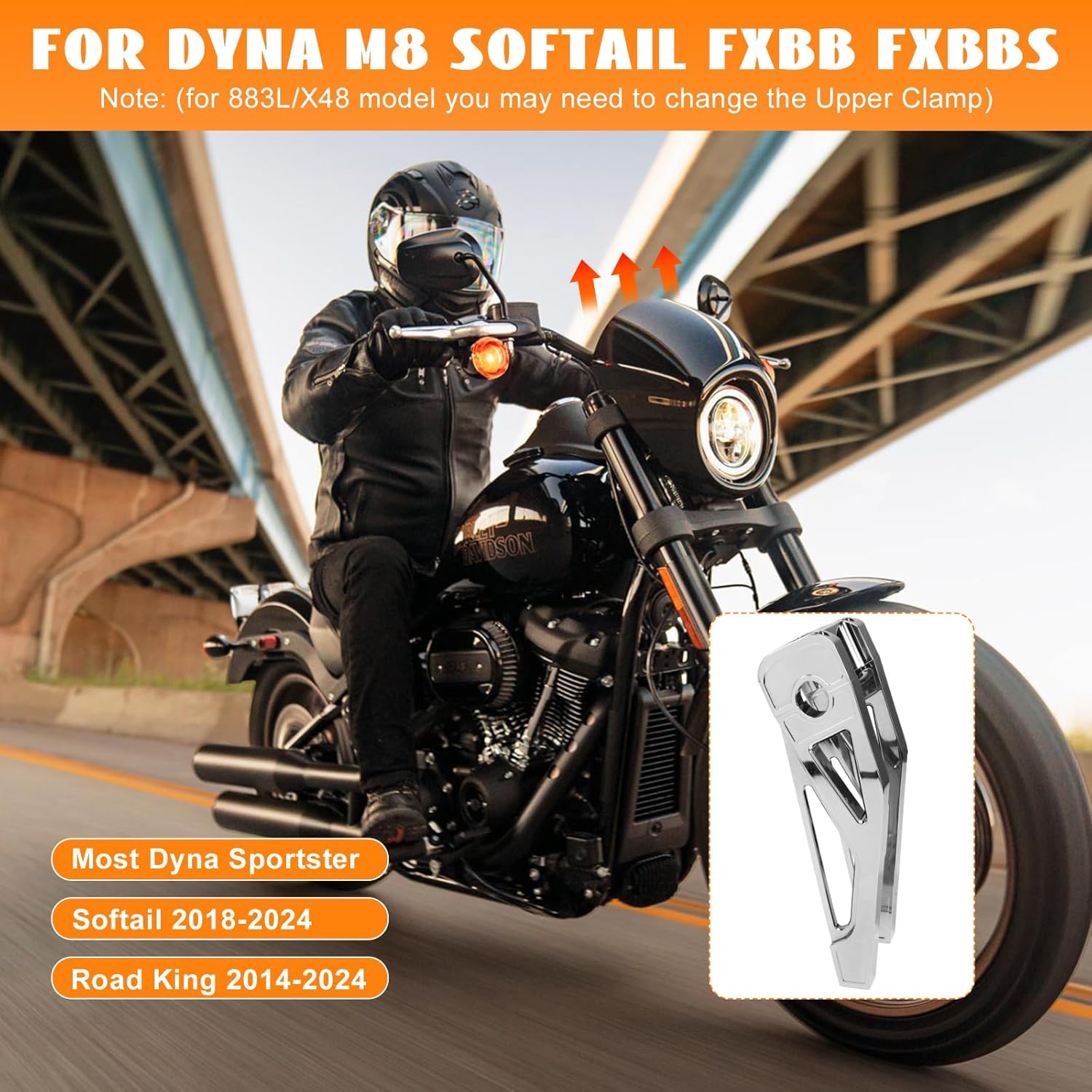 10" Tall Pullback Handlebar Risers 1" Clamping One-Piece Chrome Fit for Harley M8 Softail Street Bob Low Rider ST Standard 2018-2024
