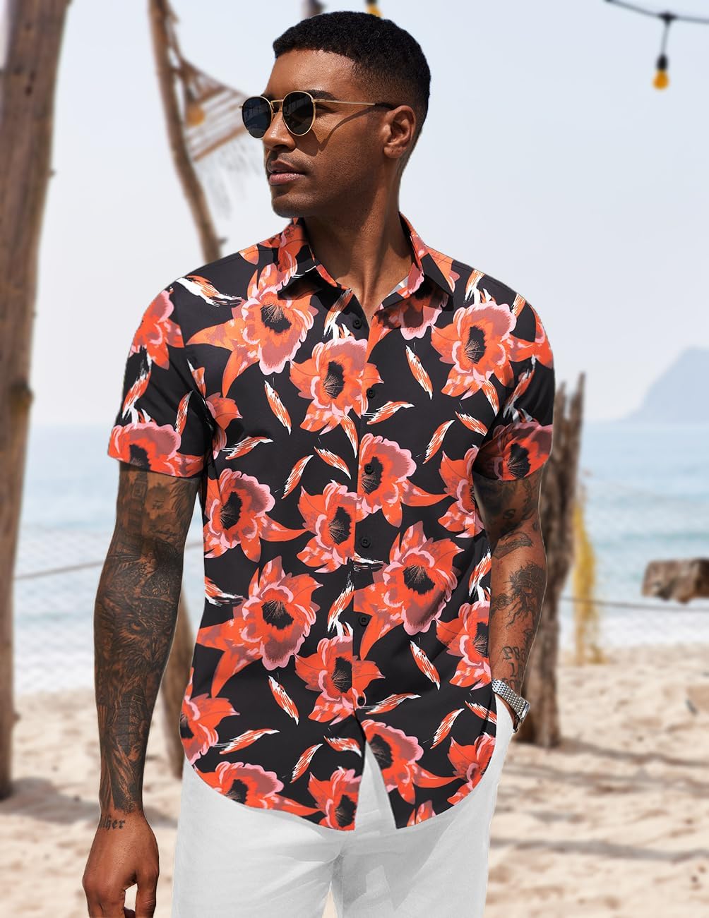 COOFANDY Men's Hawaiian Short Sleeve Button Down Shirts - Image 3