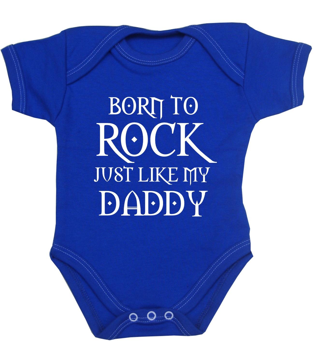 BabyPrem Baby Bodysuit Born to Rock Like Daddy Clothes NB - 12 Mth ROYAL 3-6