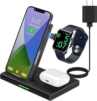 Amazon.com: Estación de carga inalámbrica 3 en 1 DINTO plegable cargador  inalámbrico soporte para iWatch SE Series Airpods Pro, cargador inalámbrico  de teléfono celular, almohadilla de carga para iPhone 13/12 Pro Max/11