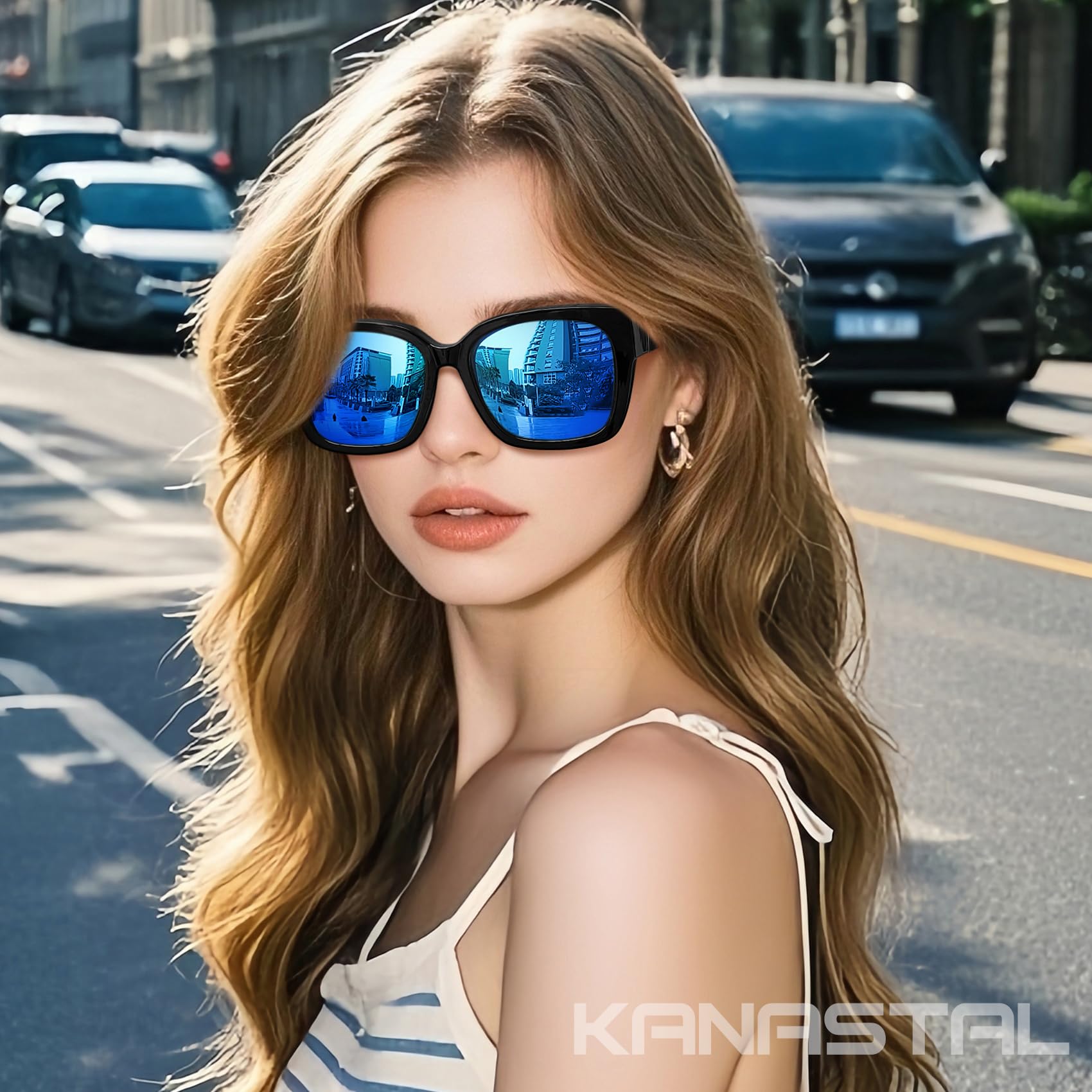 KANASTAL 2 Paia Sovraocchiali da Sole Due Uomo Donna Polarizzati UV400 Occhiali Quadrati Sovrapponibili Eleganti Sunglasses Fit over Glasses