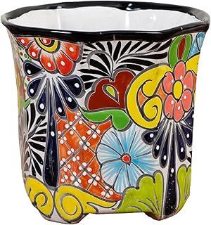 Nearly Natural Handcrafted Mexican Talavera Ceramic Planter - 9.5in x 10...