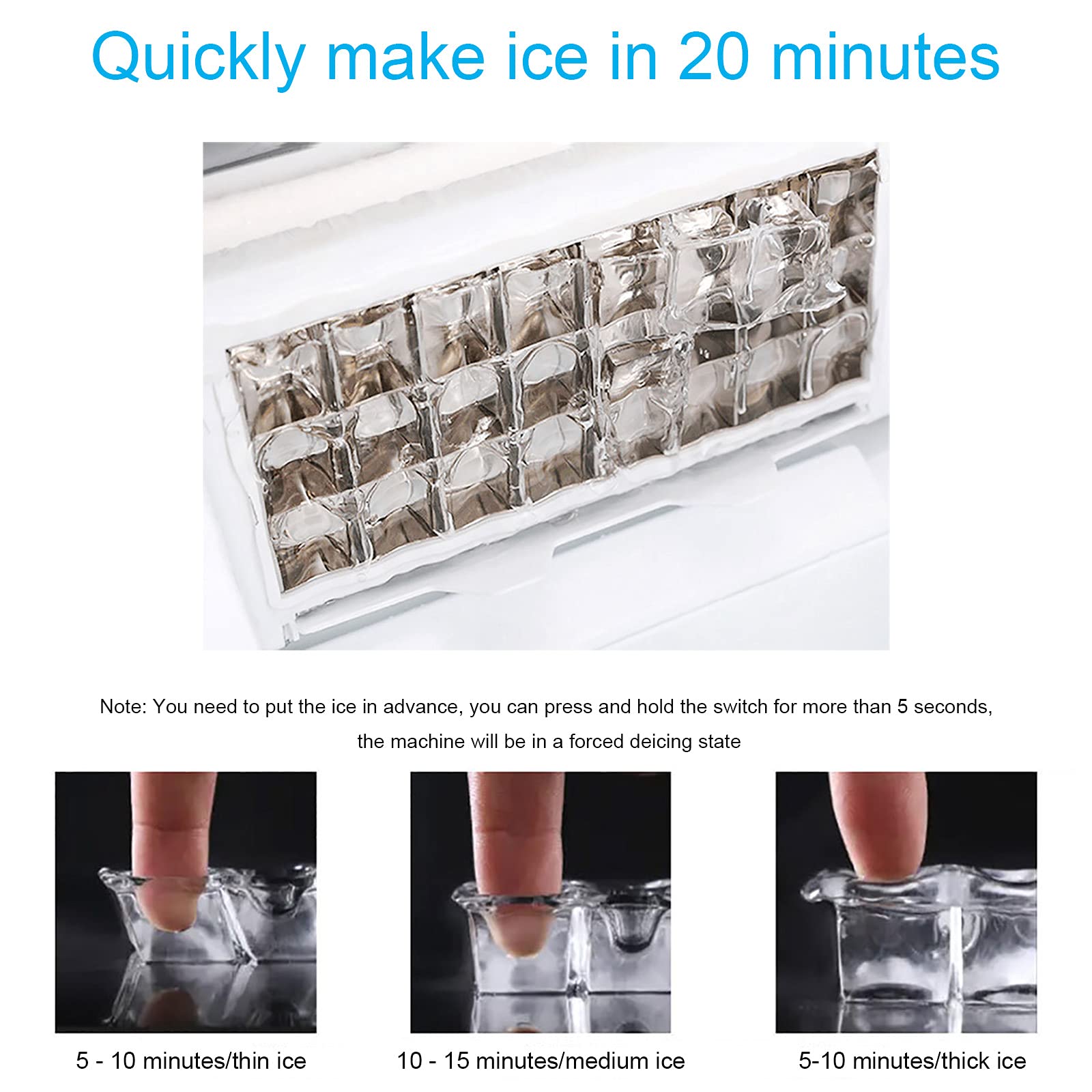 Ice Machine Countertop, Ready To Put Ice Cubes In 12-20 Minutes, 25kg Ice Cubes Every 24 S, Automatic Cleaning, Lcd Display, 2.2 Liters Water Storage With Shovel And Basket on Fridge.com - View 5