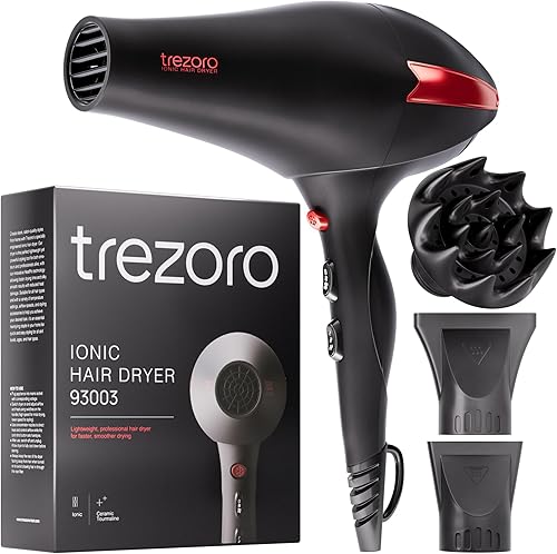 Miniatura 9 de TREZORO Secador de pelo profesional para mujer, secador de pelo iónico de 2000 W para salón y uso personal, potente, secado rápido y silencioso para