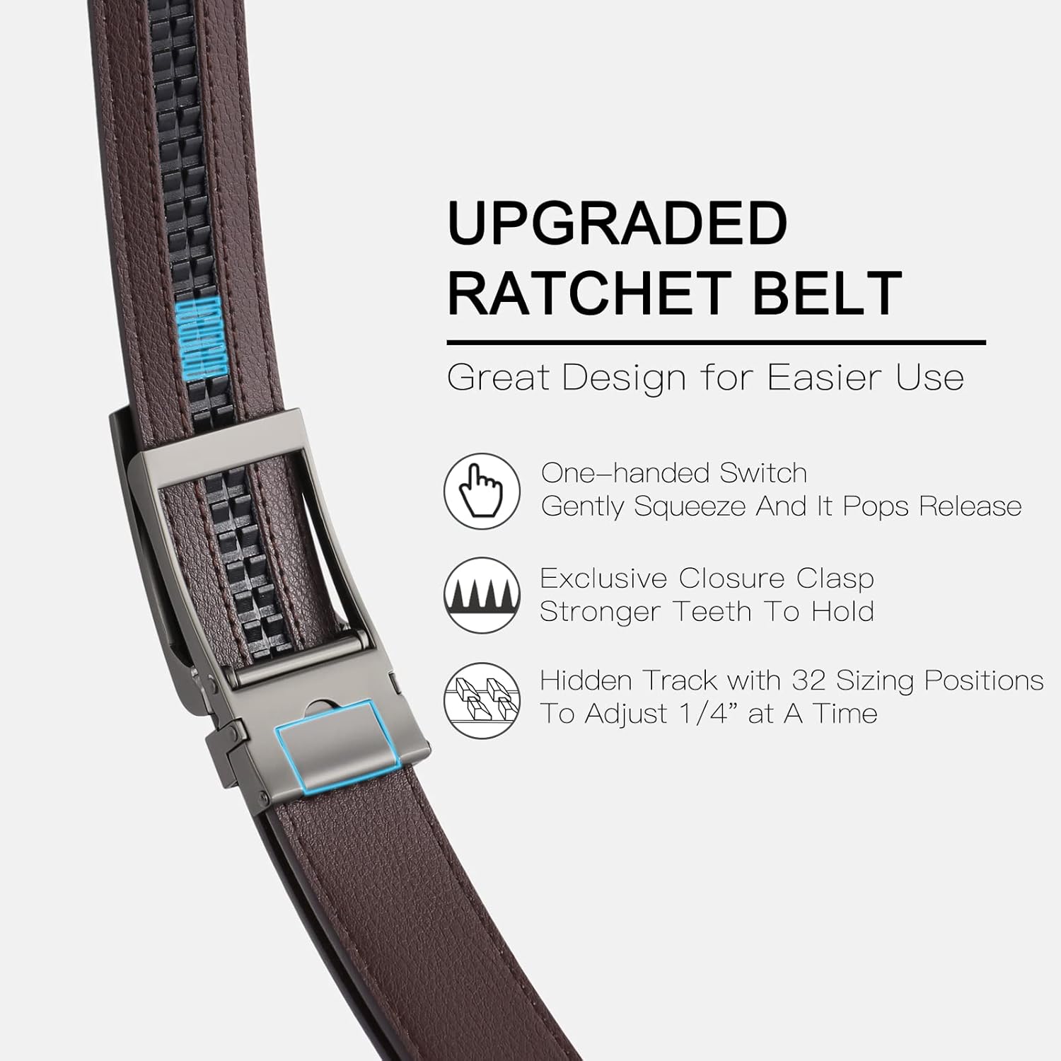 SENDEFN 2 Pack Ratchet Belt Men, Men Leather Belts in Gift Set Box for Dress Casual, Size Adjustable Trim to Fit - Image 5