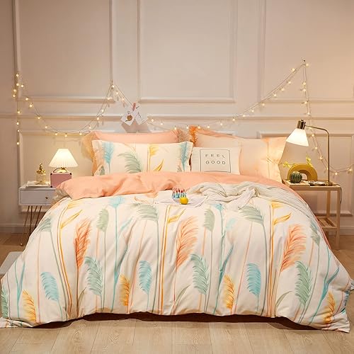 Miniatura 144 de SAPHREAS Juego de funda de edredón de hojas botánicas, tamaño King, 3 piezas, hojas amarillas, juego de funda de edredón 100% algodón suave, 1 funda