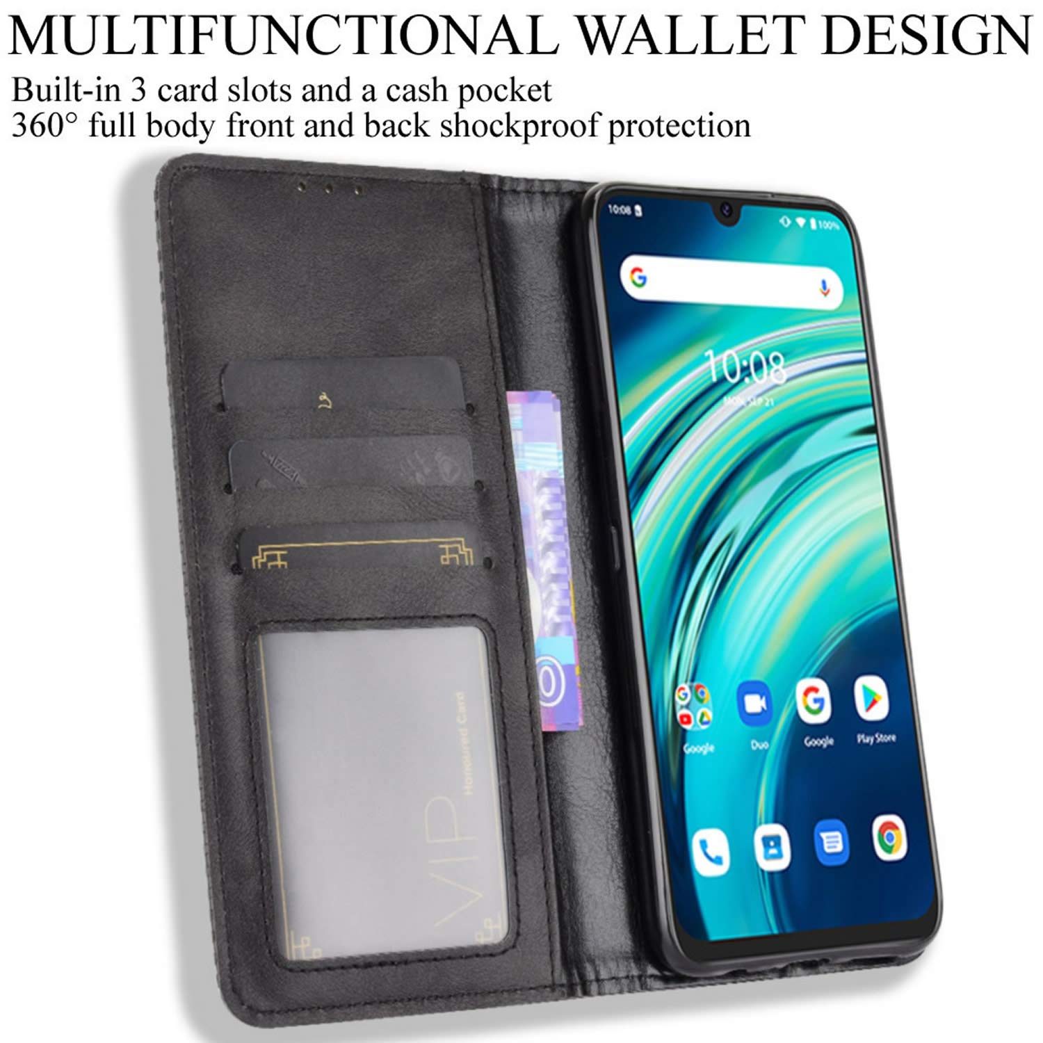 Housse UMIDIGI A9 Pro – Coque Booklet Marron Simili-cuir – Neuf