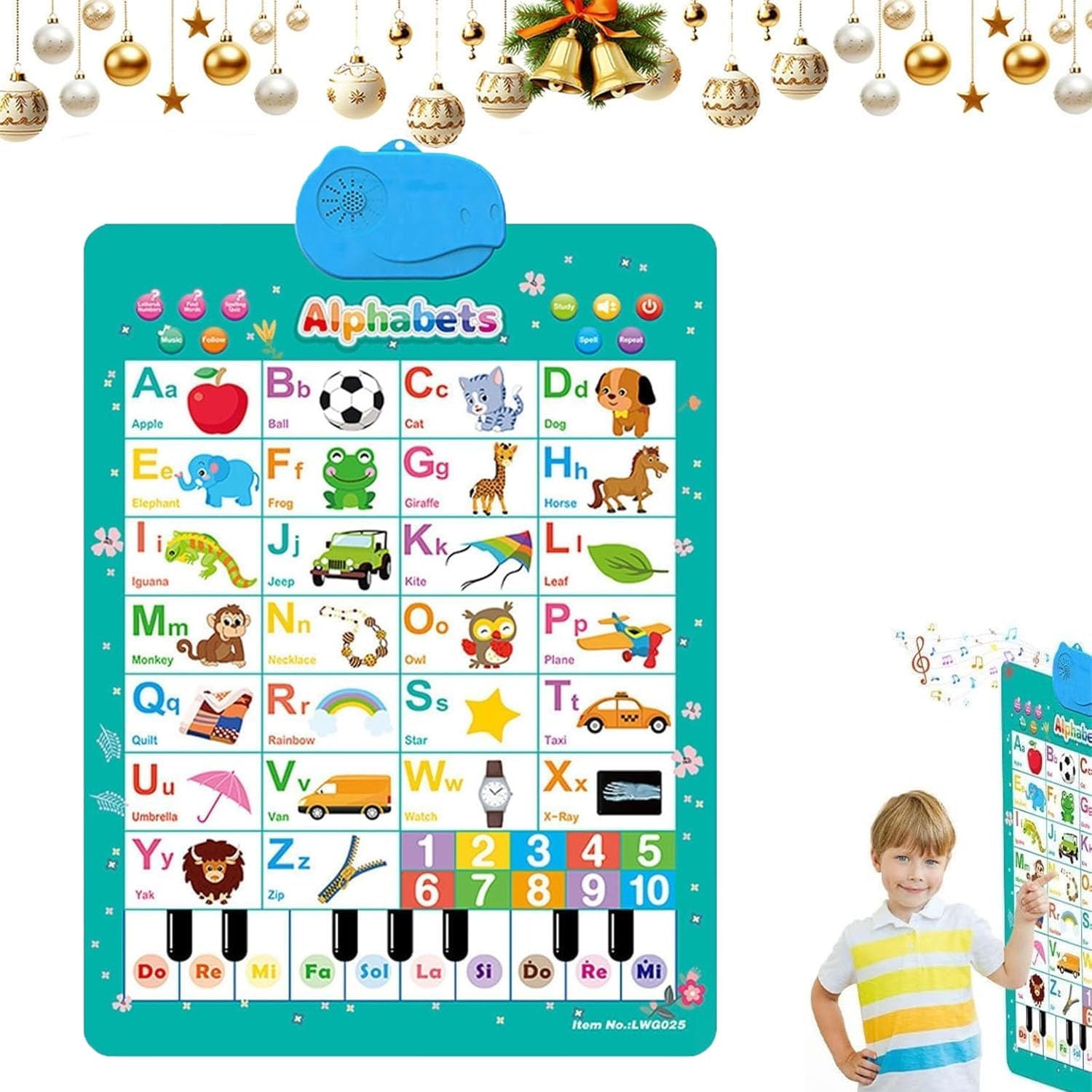 Electronic Alphabet Wall Chart, Educational Talking Poster Wall Chart with Music & Musical Notes & Preschool Learning, Kids Alphabet Learning Toys - Image 1 of 8