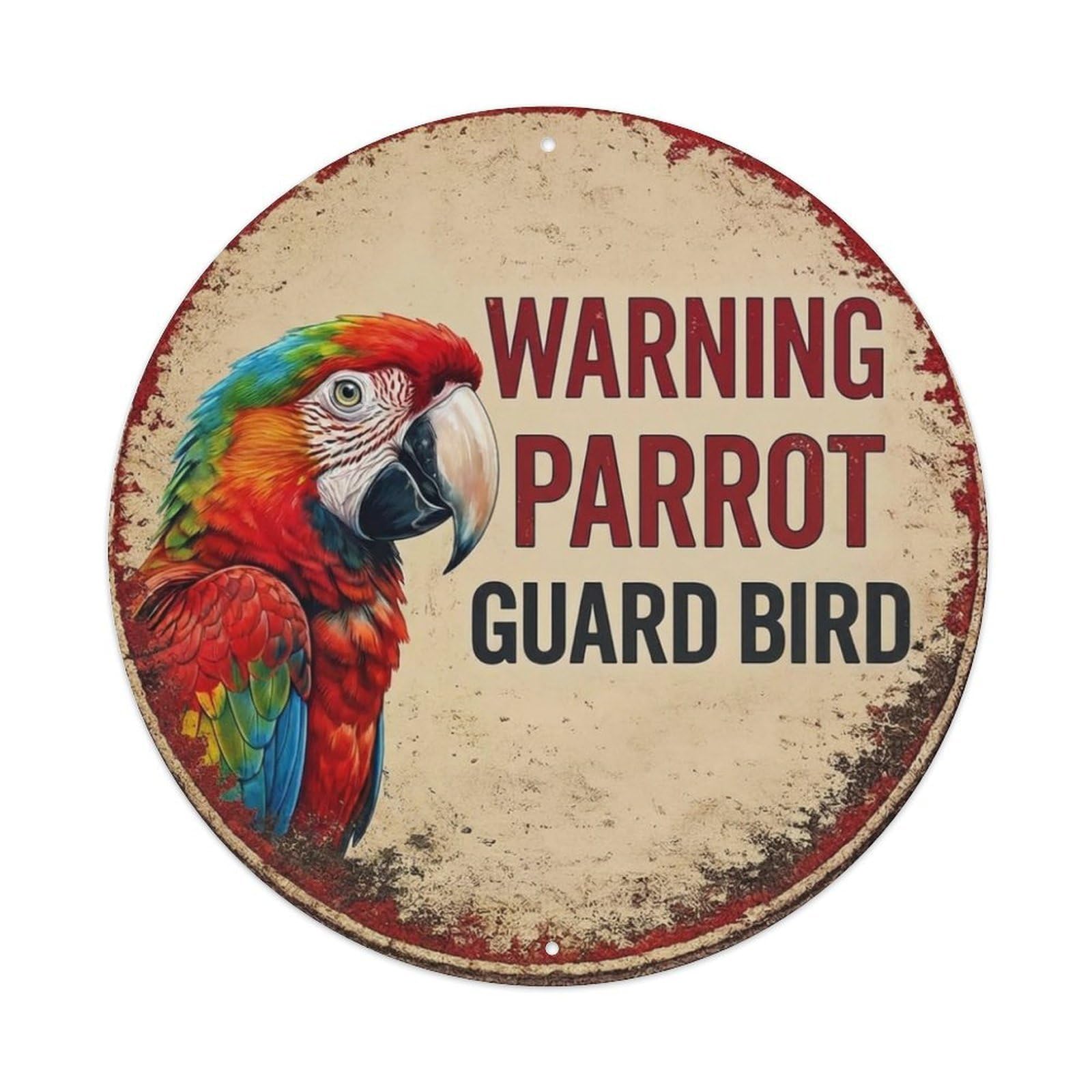 Metal Tin Sign Vintage Warning Parrot