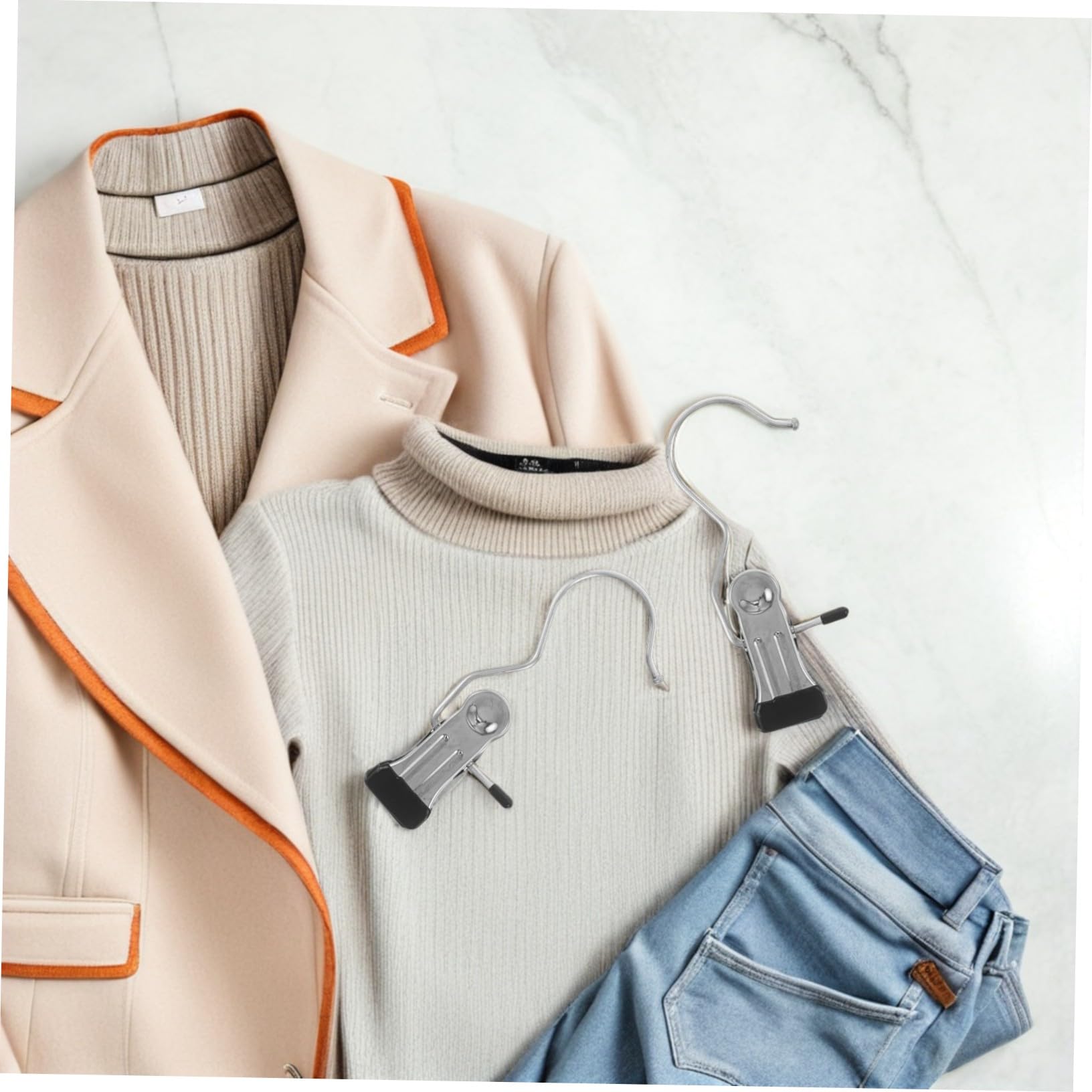 Pinces à Linge en Acier Inoxydable 80 Pièces, Argenté