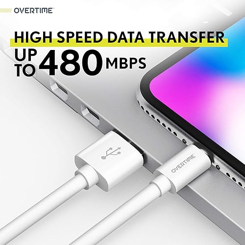 Miniatura 5 de Overtime Cable Lightning para iPhone, certificado MFI, cable de carga USB-A a Lightning portátil e inteligente, cable de carga rápida de Apple,