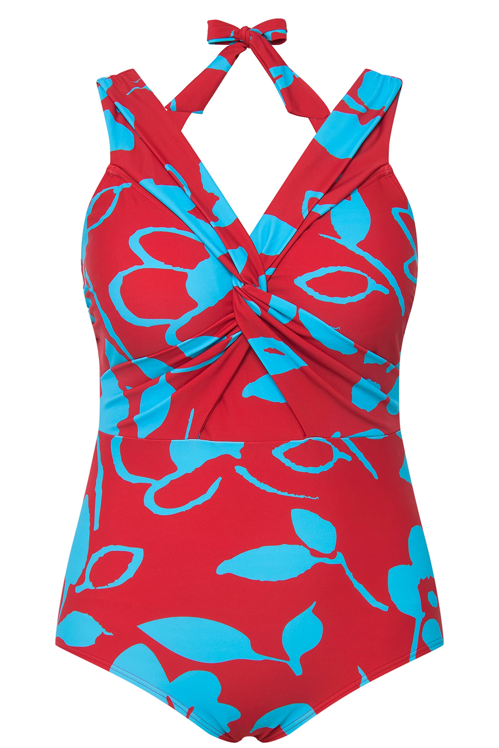 Ulla Popken Bañador Cut out Floral Traje de baño de una Sola Pieza para Mujer
